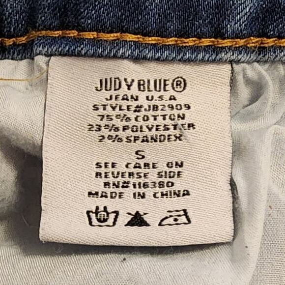 Judy Blue distressed raw‎ hem denim Jean mini stretch skirt size small - Picture 6 of 7